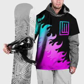 Накидка на куртку 3D с принтом Lindemann неоновый огонь в Кировске, 100% полиэстер |  | Тематика изображения на принте: 
