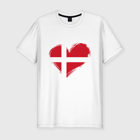 Мужская футболка хлопок Slim с принтом Сердце   Дания в Кировске, 92% хлопок, 8% лайкра | приталенный силуэт, круглый вырез ворота, длина до линии бедра, короткий рукав | 