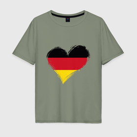 Мужская футболка хлопок Oversize с принтом Сердце   Германия , 100% хлопок | свободный крой, круглый ворот, “спинка” длиннее передней части | 