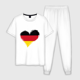Мужская пижама хлопок с принтом Сердце   Германия , 100% хлопок | брюки и футболка прямого кроя, без карманов, на брюках мягкая резинка на поясе и по низу штанин
 | 
