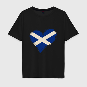 Мужская футболка хлопок Oversize с принтом Сердце   Шотландия в Кировске, 100% хлопок | свободный крой, круглый ворот, “спинка” длиннее передней части | Тематика изображения на принте: 
