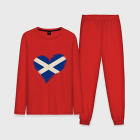 Мужская пижама с лонгсливом хлопок с принтом Сердце   Шотландия в Кировске,  |  | Тематика изображения на принте: 