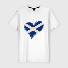Мужская футболка хлопок Slim с принтом Сердце   Шотландия в Кировске, 92% хлопок, 8% лайкра | приталенный силуэт, круглый вырез ворота, длина до линии бедра, короткий рукав | Тематика изображения на принте: 
