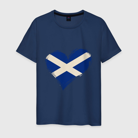 Мужская футболка хлопок с принтом Сердце   Шотландия в Кировске, 100% хлопок | прямой крой, круглый вырез горловины, длина до линии бедер, слегка спущенное плечо. | Тематика изображения на принте: 