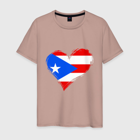 Мужская футболка хлопок с принтом Сердце   Пуэрто Рико в Санкт-Петербурге, 100% хлопок | прямой крой, круглый вырез горловины, длина до линии бедер, слегка спущенное плечо. | 