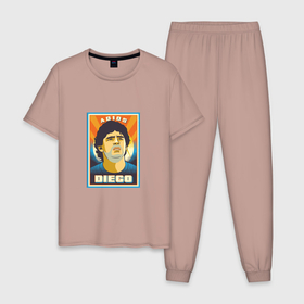 Мужская пижама хлопок с принтом Adios Diego в Екатеринбурге, 100% хлопок | брюки и футболка прямого кроя, без карманов, на брюках мягкая резинка на поясе и по низу штанин
 | 