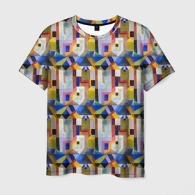 Мужская футболка 3D с принтом Цветная архитектура Пауль Клее, 1917 в Екатеринбурге, 100% полиэфир | прямой крой, круглый вырез горловины, длина до линии бедер | 