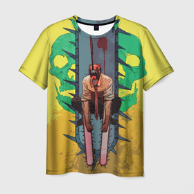 Мужская футболка 3D с принтом Человек бензопила : Дэндзи в Тюмени, 100% полиэфир | прямой крой, круглый вырез горловины, длина до линии бедер | 