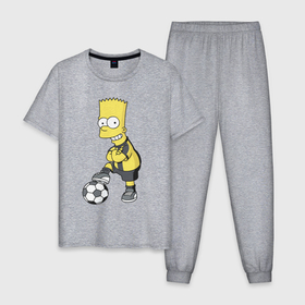 Мужская пижама хлопок с принтом Барт Симпсон   крутой футбольный форвард в Новосибирске, 100% хлопок | брюки и футболка прямого кроя, без карманов, на брюках мягкая резинка на поясе и по низу штанин
 | 