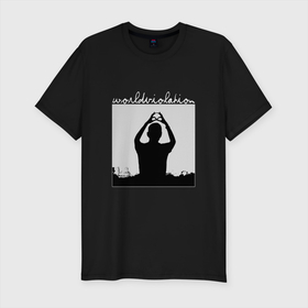 Мужская футболка хлопок Slim с принтом World Violation Tour Depeche Mode в Новосибирске, 92% хлопок, 8% лайкра | приталенный силуэт, круглый вырез ворота, длина до линии бедра, короткий рукав | Тематика изображения на принте: 