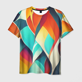 Мужская футболка 3D с принтом Красивые многоцветные узоры в Белгороде, 100% полиэфир | прямой крой, круглый вырез горловины, длина до линии бедер | 