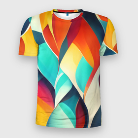Мужская футболка 3D Slim с принтом Красивые многоцветные узоры в Курске, 100% полиэстер с улучшенными характеристиками | приталенный силуэт, круглая горловина, широкие плечи, сужается к линии бедра | 