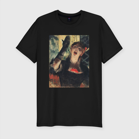 Мужская футболка хлопок Slim с принтом Кафе Зингер картина Эдгар Дега, 1879 в Петрозаводске, 92% хлопок, 8% лайкра | приталенный силуэт, круглый вырез ворота, длина до линии бедра, короткий рукав | 