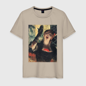 Мужская футболка хлопок с принтом Кафе Зингер картина Эдгар Дега, 1879 в Кировске, 100% хлопок | прямой крой, круглый вырез горловины, длина до линии бедер, слегка спущенное плечо. | Тематика изображения на принте: 