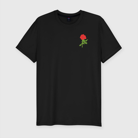 Мужская футболка хлопок Slim с принтом Красная рисованная роза в Курске, 92% хлопок, 8% лайкра | приталенный силуэт, круглый вырез ворота, длина до линии бедра, короткий рукав | 