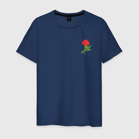 Мужская футболка хлопок с принтом Красная рисованная роза в Курске, 100% хлопок | прямой крой, круглый вырез горловины, длина до линии бедер, слегка спущенное плечо. | 