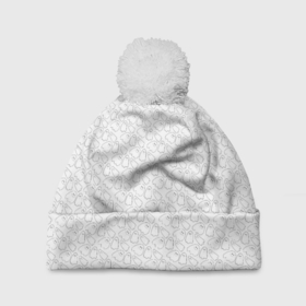 Шапка 3D c помпоном с принтом Little Ghosts on white в Санкт-Петербурге, 100% полиэстер | универсальный размер, печать по всей поверхности изделия | 