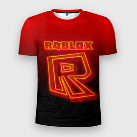 Мужская футболка 3D Slim с принтом Roblox red   Роблокс в Санкт-Петербурге, 100% полиэстер с улучшенными характеристиками | приталенный силуэт, круглая горловина, широкие плечи, сужается к линии бедра | 