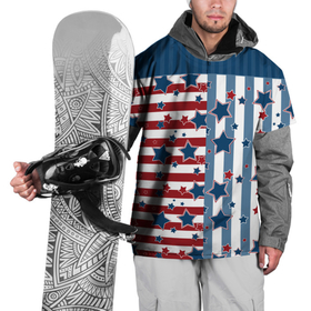 Накидка на куртку 3D с принтом Blue stars on a striped pattern в Тюмени, 100% полиэстер |  | 