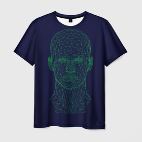 Мужская футболка 3D с принтом Объёмный каркас человека   геометрия в Белгороде, 100% полиэфир | прямой крой, круглый вырез горловины, длина до линии бедер | 
