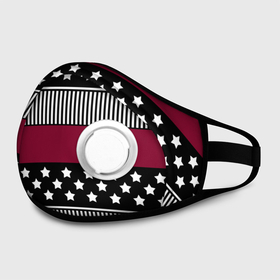 Маска из неопрена с принтом Burgundy black striped pattern в городе Новоалтайск, неопрен 100% | Форма огибающая нос. Резинки для ушей с дополнительной резинкой на затылке. Клапан для выдоха для активного дыхания при занятиях спортом. Эластичный материал маски и окантовки для лучшего растяжения и прилегания маски.  | 