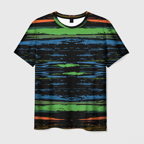 Мужская футболка 3D с принтом Мазки цветной краской paint strokes abstract в Курске, 100% полиэфир | прямой крой, круглый вырез горловины, длина до линии бедер | Тематика изображения на принте: 