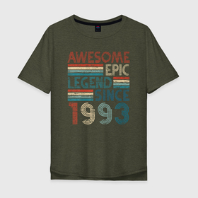 Мужская футболка хлопок Oversize с принтом 1993 потрясающий эпичный легендарный в Тюмени, 100% хлопок | свободный крой, круглый ворот, “спинка” длиннее передней части | 