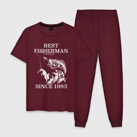 Мужская пижама хлопок с принтом Лучший рыбак с 1993 года в Тюмени, 100% хлопок | брюки и футболка прямого кроя, без карманов, на брюках мягкая резинка на поясе и по низу штанин
 | 