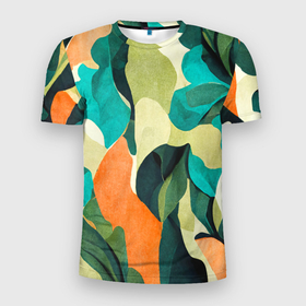Мужская футболка 3D Slim с принтом Multicoloured camouflage в Курске, 100% полиэстер с улучшенными характеристиками | приталенный силуэт, круглая горловина, широкие плечи, сужается к линии бедра | 