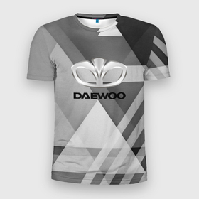Мужская футболка 3D Slim с принтом daewoo   logo , 100% полиэстер с улучшенными характеристиками | приталенный силуэт, круглая горловина, широкие плечи, сужается к линии бедра | 