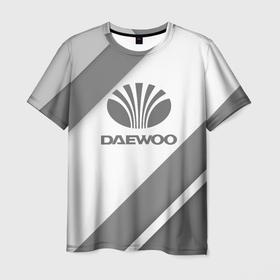 Мужская футболка 3D с принтом daewoo   серые полосы , 100% полиэфир | прямой крой, круглый вырез горловины, длина до линии бедер | 