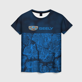 Женская футболка 3D с принтом geely   абстракция трещины в Белгороде, 100% полиэфир ( синтетическое хлопкоподобное полотно) | прямой крой, круглый вырез горловины, длина до линии бедер | 