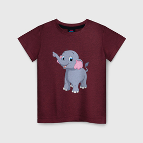 Детская футболка хлопок с принтом Веселый серый слоник в Курске, 100% хлопок | круглый вырез горловины, полуприлегающий силуэт, длина до линии бедер | Тематика изображения на принте: 