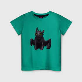 Детская футболка хлопок с принтом Ночная фурия   дракон Беззубик в Белгороде, 100% хлопок | круглый вырез горловины, полуприлегающий силуэт, длина до линии бедер | Тематика изображения на принте: 