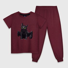 Детская пижама хлопок с принтом Ночная фурия   дракон Беззубик в Курске, 100% хлопок |  брюки и футболка прямого кроя, без карманов, на брюках мягкая резинка на поясе и по низу штанин
 | Тематика изображения на принте: 