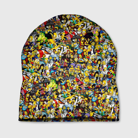 Шапка 3D с принтом Симпсоны все Герои в Курске, 100% полиэстер | универсальный размер, печать по всей поверхности изделия | 