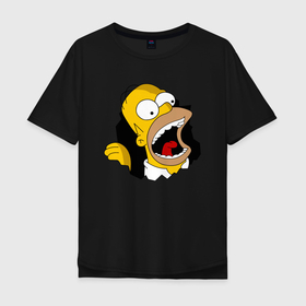 Мужская футболка хлопок Oversize с принтом Симпсон Помогите в Кировске, 100% хлопок | свободный крой, круглый ворот, “спинка” длиннее передней части | 
