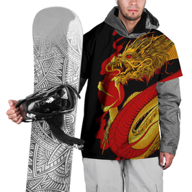 Накидка на куртку 3D с принтом Японский Золотой Дракон в Санкт-Петербурге, 100% полиэстер |  | Тематика изображения на принте: 