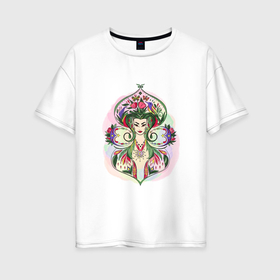 Женская футболка хлопок Oversize с принтом Портрет лесной королевы в Кировске, 100% хлопок | свободный крой, круглый ворот, спущенный рукав, длина до линии бедер
 | 