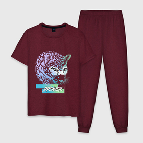 Мужская пижама хлопок с принтом ягуар мечтатель в Курске, 100% хлопок | брюки и футболка прямого кроя, без карманов, на брюках мягкая резинка на поясе и по низу штанин
 | 