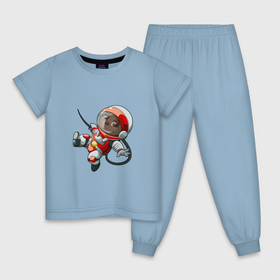 Детская пижама хлопок с принтом Обезьянка в скафандре в Кировске, 100% хлопок |  брюки и футболка прямого кроя, без карманов, на брюках мягкая резинка на поясе и по низу штанин
 | 
