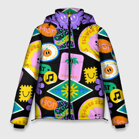Мужская зимняя куртка 3D с принтом Летние наклейки pop art паттерн в Петрозаводске, верх — 100% полиэстер; подкладка — 100% полиэстер; утеплитель — 100% полиэстер | длина ниже бедра, свободный силуэт Оверсайз. Есть воротник-стойка, отстегивающийся капюшон и ветрозащитная планка. 

Боковые карманы с листочкой на кнопках и внутренний карман на молнии. | 