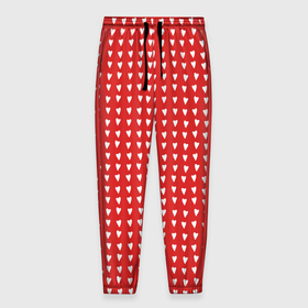 Мужские брюки 3D с принтом Красные сердечки паттерн в Екатеринбурге, 100% полиэстер | манжеты по низу, эластичный пояс регулируется шнурком, по бокам два кармана без застежек, внутренняя часть кармана из мелкой сетки | 