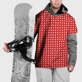 Накидка на куртку 3D с принтом Красные сердечки паттерн в Курске, 100% полиэстер |  | Тематика изображения на принте: 
