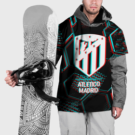 Накидка на куртку 3D с принтом Atletico Madrid FC в стиле glitch на темном фоне , 100% полиэстер |  | Тематика изображения на принте: 