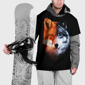 Накидка на куртку 3D с принтом Волк и Лисица в Петрозаводске, 100% полиэстер |  | 