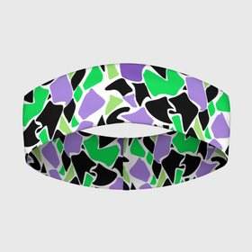 Повязка на голову 3D с принтом Зелено фиолетовый абстрактный узор в Екатеринбурге,  |  | 