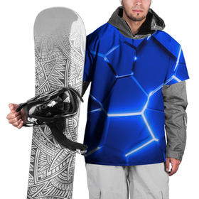 Накидка на куртку 3D с принтом Синие неоновые геометрические плиты в Екатеринбурге, 100% полиэстер |  | 