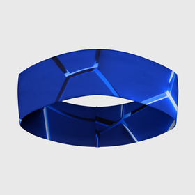 Повязка на голову 3D с принтом Синие неоновые геометрические плиты в Екатеринбурге,  |  | Тематика изображения на принте: 