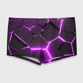 Мужские купальные плавки 3D с принтом Фиолетовые неоновые геометрические плиты в Екатеринбурге, Полиэстер 85%, Спандекс 15% |  | Тематика изображения на принте: 
